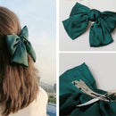 5 PCS Satin Bow Hairpin Back Head Hair Accessories, Colour: Dark Green