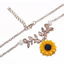Delicate Sunflower Pendant Necklace Women Creative Imitation Pearls Jewelry Necklace(Silver)