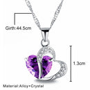 Heart Shaped Zircon Crystal Necklace Sweater Clavicle Chain(Purple)