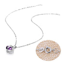 Heart Shaped Zircon Crystal Necklace Sweater Clavicle Chain(Purple)