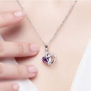 Heart Shaped Zircon Crystal Necklace Sweater Clavicle Chain(Purple)