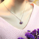 Heart Shaped Zircon Crystal Necklace Sweater Clavicle Chain(Purple)
