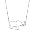 3 PCS Women Stainless Steel Origami Elephant Pendant Necklaces(Silver-color)