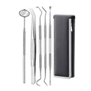 5 in 1 Steel Side Leather Case Stainless Steel Dental Tools Dental Care Tartar Tool Dentist Tool Set