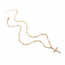 Women Fashion Bright Electroplating Cross Jewelry Necklace(Gold)