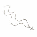 Women Fashion Bright Electroplating Cross Jewelry Necklace(Silver)