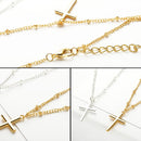 Women Fashion Bright Electroplating Cross Jewelry Necklace(Silver)