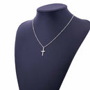 Women Fashion Bright Electroplating Cross Jewelry Necklace(Silver)