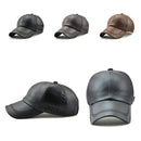 Outdoor Leisure Baseball Hat PU Leather Warm Peaked Cap, Size:Free Size(Dark Coffee)