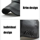 Outdoor Leisure Baseball Hat PU Leather Warm Peaked Cap, Size:Free Size(Black)