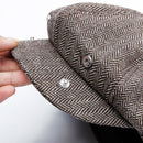 14128 Stripe Snap Design Beret Autumn And Winter Retro Wild Octagonal Hat, Size: 60CM(Coffee)