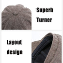 14128 Stripe Snap Design Beret Autumn And Winter Retro Wild Octagonal Hat, Size: 60CM(Coffee)