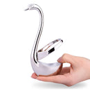 Stainless Steel Gift Tableware Fruit Fork Coffee Spoon Set Zinc Alloy Dessert Fork Spoon Swan Rack, Style:White Golden Swan + 5 Fruit Forks