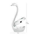 Stainless Steel Gift Tableware Fruit Fork Coffee Spoon Set Zinc Alloy Dessert Fork Spoon Swan Rack, Style:White Golden Swan + 5 Fruit Forks