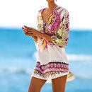 Chiffon Snake Texture Print Swimsuit Cover-up, Size:XXL(Red)