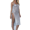 2 PCS Sexy Perspective Mesh Gauze Strap Dress Swimsuit Cover-up, Size:L(Silver)