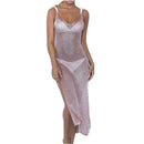 2 PCS Sexy Perspective Mesh Gauze Strap Dress Swimsuit Cover-up, Size:L(Silver)