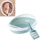 Pet Supplies Semi-Enclosed Detachable Splash-Proof Litter Box Cat Toilet with Cat Litter Scoop(Blue)