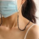 2 PCS Drop Style Faceted Crystal Mask Lanyard Necklace Chain Glasses Chain(Black)