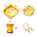 Baby Dish Tableware Set Cartoon Fork Feeding Dishes for Kids Utensils Natural Bamboo Fiber Bowl With Cup Spoon Plate(Penguin)
