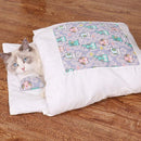Closed Removable and Washable Cat Litter Sleeping Bag Winter Warm Dog Kennel, Size: S(Purple Owl)