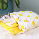 Closed Removable and Washable Cat Litter Sleeping Bag Winter Warm Dog Kennel, Size: S(Yellow Crown)