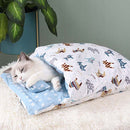 Closed Removable and Washable Cat Litter Sleeping Bag Winter Warm Dog Kennel, Size: S(Blue Pony)