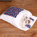 Closed Removable and Washable Cat Litter Sleeping Bag Winter Warm Dog Kennel, Size: M(Dark Blue Stars)