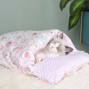 Closed Removable and Washable Cat Litter Sleeping Bag Winter Warm Dog Kennel, Size: M(Pink Ice Cream)