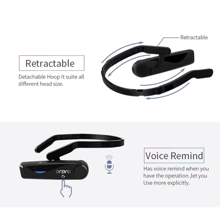 ORDRO EP5 WIFI APP Live Video Smart Head-Mounted Sports Camera With Remote Control(Black)