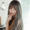 Realistic Chemical Fiber High Temperature Silk Long Curly Hair Wig for Girls, Color:Aoki Pick Mist Blue