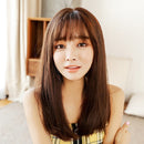 Realistic Long Straight Hair Wig Synthetic Fiber Headgear For Women, Style:Short Honey Pudding 45CM