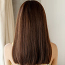 Realistic Long Straight Hair Wig Synthetic Fiber Headgear For Women, Style:Short Honey Pudding 45CM