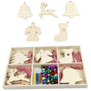 Christmas Creative DIY Decoration Gift Set Handmade Wood Chip Pendant, Style:JM02039