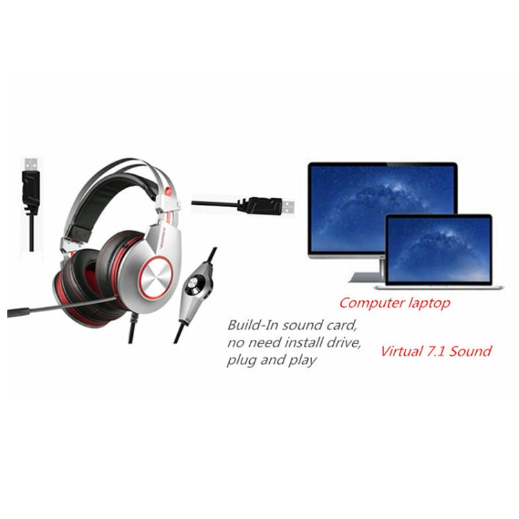 XIBERIA K5 Subwoofer 7.1 Music Gaming Headset, Cable Length: 2m, Style:Single 3.5mm(Gray)