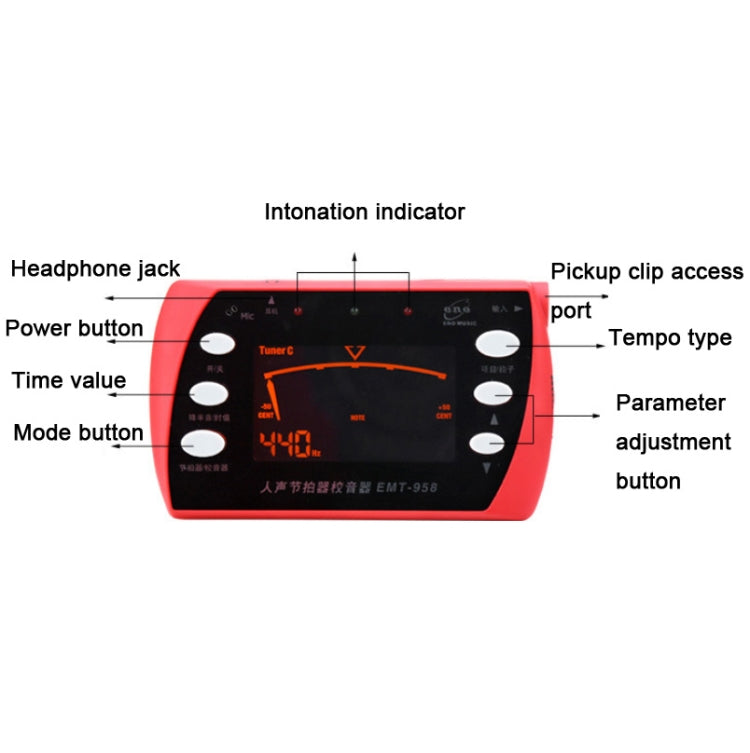 ENO EMT-958 Electronic Vocal Metronome For Piano/Guitar/Drum/Guzheng/Violin(Red)