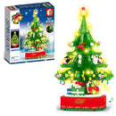 Christmas Rotating Light Music Box Assembled Building Blocks Children Holiday Gifts, Style:Christmas Tree