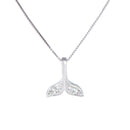 S925 Sterling Silver Fish Tail Necklace Girls Jewelry Whale Tail Necklace(White Gold)