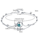 S925 Sterling Silver Inlaid Zircon Girls Foot Ornaments Double Round Bead Anklet(White Gold)