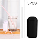 3 PCS Portable Foldable Collapsible Reusable Silicone Drinking Straw Outdoor Household Drinking Tool, Straw Size: 230x8mm, Sytle:Straight Straw(Black)