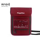 Travel Storage Messenger Passport Bag Multifunctional RFID Anti-Theft Hanging Neck Document Bag Card Bag, Size: 21x16cm(Red)