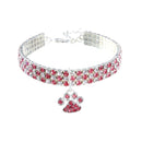 2 PCS Pet Collar Diamond Elastic Cat And Dog Necklace Jewelry, Size:L(Pink White)