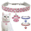 2 PCS Pet Collar Diamond Elastic Cat And Dog Necklace Jewelry, Size:L(Pink White)
