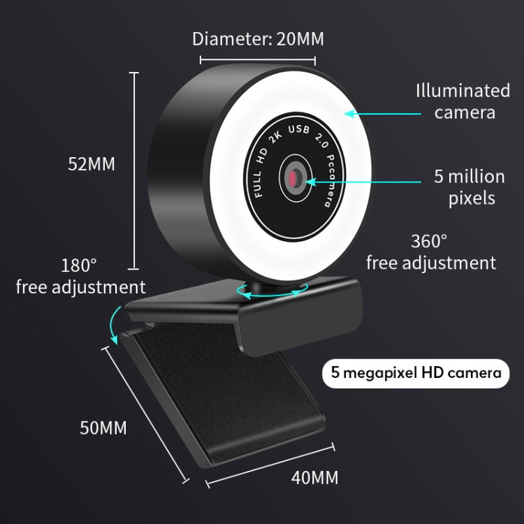 A9mini USB Drive-Free HD Fill Light Camera with Microphone, Pixel:2.0 Million Pixels 1080P