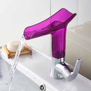 Bathroom Hot Cold Water Faucet Wine Glass Waterfall Faucet(Purple)