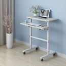 Dual Desktop Hand-Cranked Lifting Stand Office Computer Desk, Style:With Reinforcing Bar(White Maple)