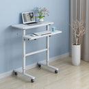 Dual Desktop Hand-Cranked Lifting Stand Office Computer Desk, Style:With Reinforcing Bar(Pure White)