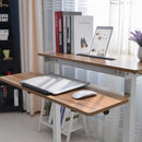 Dual Desktop Hand-Cranked Lifting Stand Office Computer Desk, Style:With Reinforcing Bar(White Maple)