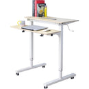Dual Desktop Hand-Cranked Lifting Stand Office Computer Desk, Style:With Reinforcing Bar(Pure White)