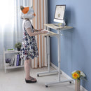 Dual Desktop Hand-Cranked Lifting Stand Office Computer Desk, Style:With Reinforcing Bar(Pure White)